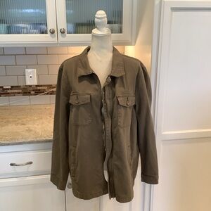 Casual Khaki Olive Green Utility Jacket